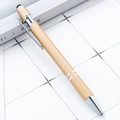 Eco-friendly kraft paper ballpoint pen with silver trim and black stylus touch tip - Champagne Gold