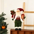 Kreative Weihnachtsmann-Figur mit Strickpullover und Geschenkbox für die Heimdeko - Rot Grüner Weihnachtsmann Klein 33cm