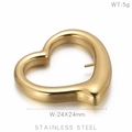 Golden heart-shaped stainless steel pendant 24x24mm 5g for jewelry making and DIY crafts - Gold Stainless Steel Heart Fitting 24mm(KLJ6765-Z)