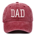 Berretto da baseball vintage in cotone lavato bordeaux con ricamo DAD bianco - Regolabile / Borgogna