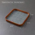 Square wood tray with vintage begonia pattern glass insert, size 20.7x20.7cm, 0.34kg weight - Rounded Square - Glass