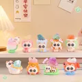Miniature Siamese cat resin figure with pink crystal stone and emotional energy theme - Emotional Siamese Cat (Full Box) / 8 Pcs/Set