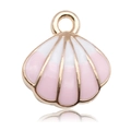 Vista macro del colgante de concha rosa con chapado en oro e incrustación de esmalte fino - Rosa
