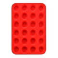 24-cup red silicone muffin pan for mini cakes and baking, flexible food-grade material - Silicone / 24 Cups Red