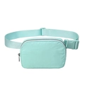 Water-resistant mint green nylon sports waist bag with adjustable strap and buckle - Light Green