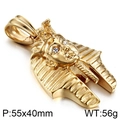 Ägyptischer Pharao-Anhänger in 18K Gold-Finish mit Diamant-Augen für Hip-Hop-Style - Gold Großer Ägyptischer Pharao Anhänger (Ohne Kette) (KP52599-BD)