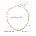 Détail du collier marguerite dorée avec dimensions 41,6cm plus 5cm et pendentif de 0,74cm - Collier Marguerite Blanc Jaune(HC-N40066-WT)