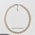 Elegant white round pearl necklace with 45cm silver clasp and 6cm extension chain - 10mm Necklace