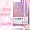 Pink glitter A5 dotted notebook with elastic band and pen holder in 80gsm paper - A5 Strap Lined Notebook / Pink Baby's Breath