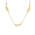 Elegante collana dorata con simbolo dell'infinito e dettagli di ali per donna - Stile Ali Infinito Oro