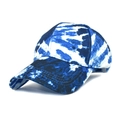 Side view of blue and white tie-dye cotton baseball cap with stitched brim detailing - Blue White Tie-Dye (4#)