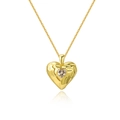 Collana con ciondolo a cuore dorato con trama martellata e zircone scintillante - Aggiornato / Oro