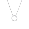 Collar minimalista de acero inoxidable plateado con colgante geométrico redondo martillado - Color Acero