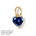 Deep blue heart zircon pendant in 14K gold stainless steel finish, size 6x6mm - Small / Royal Blue (Gold Base)