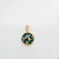 18K gold-plated round pendant featuring twin dolphins and colorful abalone shell inlay - Dolphin-Gold(Abalone Shell)