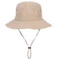 Khaki quick-dry bucket hat with mountain embroidery and adjustable windproof rope - Adjustable / Khaki