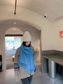 Soft blue wool scarf with tassels paired with a white knit beanie for winter warmth - Tassel Style / 260g (200x70cm) / Peacock Blue