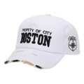 Casquette de baseball blanche usée avec broderie Boston et détails à motif léopard - Blanc (G)