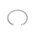 Adjustable silver twisted wire cuff bracelet with mesh texture and ball ends - Multi-strand Twist 6 / Steel
