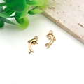Pair of golden dolphin pendants made of zinc alloy for DIY jewelry and accessories - Dolphin