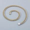Collana a catena cubana bicolore oro e argento in acciaio inossidabile lucido con chiusura - 8mm / 45cm / Bicolore (Oro e Argento)