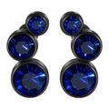 Clous d'oreilles 16G en acier noir sertis de trois pierres CZ bleues étincelantes - 16G-6mm-Oreille Gauche / Base Noire - Zircon Bleu