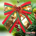 Large 58cm Christmas bow ornament with pine cones and golden bells in red and green - Bow-06-Large