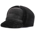 Gorro de invierno de ante sintético para hombre con orejeras y forro de piel sintética - Gamuza Borde de Piel Sintética Algodón Plano