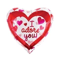 White heart-shaped foil balloon featuring I adore you text and red heart patterns - 18 Inch Valentine Heart Adore F091