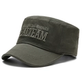 Casquette cadet en coton vert armée avec broderie tactique Navy Seal Team et haut plat - Broderie de Lettres Anglaises / Style Lettre Vert