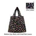 Foldable black shopping bag with flamingo and palm leaf print in medium size - Medium - Black Small Palm Leaf