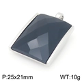 Colgante rectangular de vidrio gris oscuro con marco plateado, 25x21mm y 10g peso - Marco Color Acero Colgante Negro (KP116625-GC)