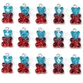 Macro view of 15 blue-red gradient resin glitter bear charms for DIY jewelry making - Blue Red Glitter Bear