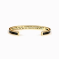 Gold stainless steel crown cuff bracelet with black enamel and engraved mother-daughter quote - Daughter / Black