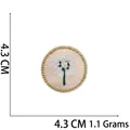 Round floral patch with pink base, white embroidery, gold border, and 4.3 cm size mark - 2# Light Pink Sakura (Round)