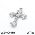 Silver stainless steel cross pendant with rose and heart design, 30x20mm size - Silver Rose Heart Cross (KLJ7449-Z)