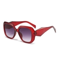Oversized square sunglasses in transparent burgundy with gradient purple lenses - Translucent Red Frame Gradient Gray Lens