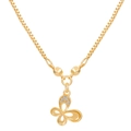 Gouden vlinder hanger ketting met heldere kristallen aan een fijne box ketting - Vlinder Zirkonia Stijl (X805) / Goud