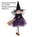 Purple Halloween flying witch doll with gauze skirt and wooden broom for festive decor - Flying Little Witch (Purple)