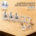 Macro detail of acrylic nail display stand with dimensions and groove design details - 5-Slot Non-Magnetic Base 02 - Silver