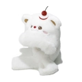 Lindo gorro de oso de peluche blanco con cereza, conjunto de gorro de invierno y bufanda - M(56-58cm) / Blanco