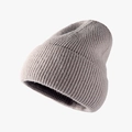 Minimalist light grey ribbed knit beanie with a wide cuff for winter warmth - Light Gray