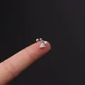 Stainless steel cartilage earring with triangle zircon and small pearl detail - 356-1#-silver