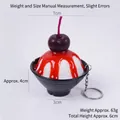 Artificial fruit smoothie bowl keychain with red syrup and cherry topping, 7cm diameter - Keychain / Diameter 7cm / Purple Cherry