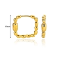 Detail shot of 17mm gold square hoop earrings with a beaded textured finish - Gold Beaded Square Buckle (E4884)