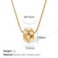Collier chaîne serpent en acier doré avec pendentif perle cylindre et dimensions - Collier Doré Perle Artificielle Blanche (XL340WEPG)