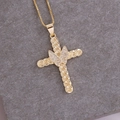 Collana con croce placcata oro 18K con farfalla in zircone e texture a catena - Decorazione Farfalla Croce (1#)
