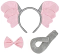 Gray elephant costume set including ears headband, pink bow tie, and plush tail detail - Grey Elephant 3-Piece Set