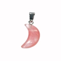 Pink natural quartz moon pendant with metallic clasp for diy jewelry making - Watermelon red