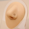 Aro de nariz de corazón dorado sin perforación con circonita en modelo de silicona - Corazón-Sin Piedra Estilo 4 / Dorado